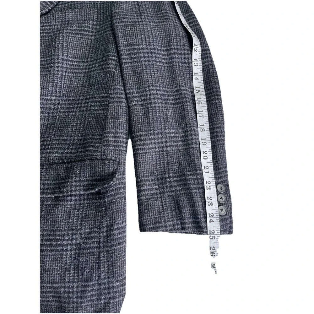 Vintage Burberry Men 42L Glen Plaid Wool Tweed Sport Coat Designer Jacket